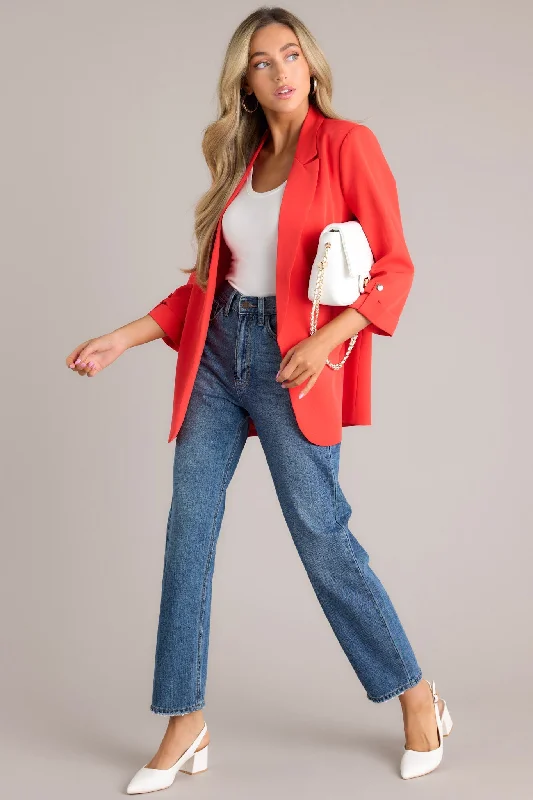 Make It Work Cherry Tomato Blazer Women's Casual Suit