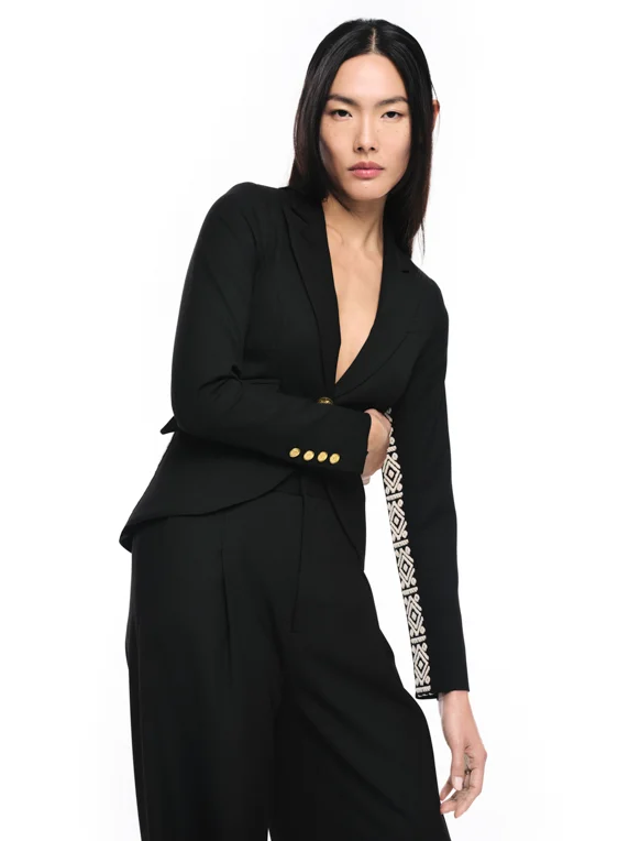 One Button Tuxedo Stripe Blazer Women's Custom Jacket
