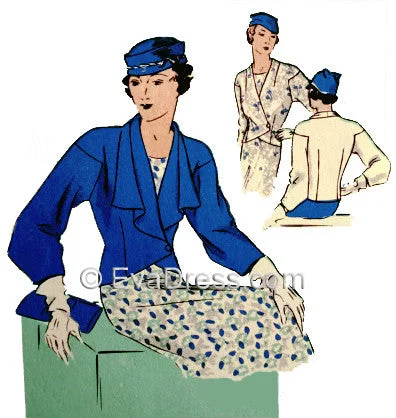E-PATTERN 1933 Jackets, E6363 Striped Jacket Polka Dot Jacket Floral Jacket