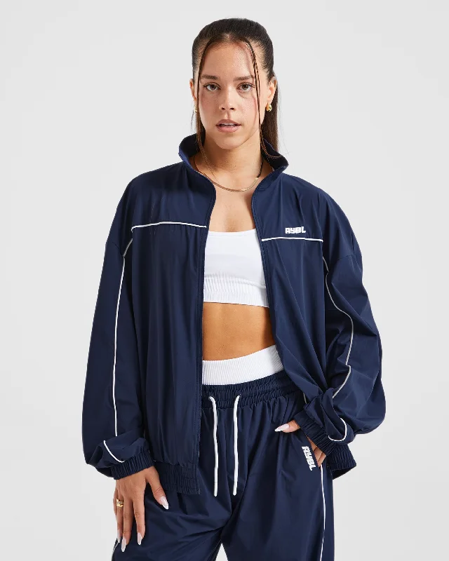 Justine Oversized Track Jacket - Navy Jersey Jacket Tulle Jacket Batik Jacket