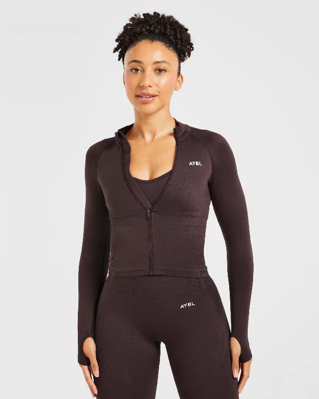 Balance V3 Seamless Zip Jacket - Dark Braun Bomber Jacket Anorak Windbreaker