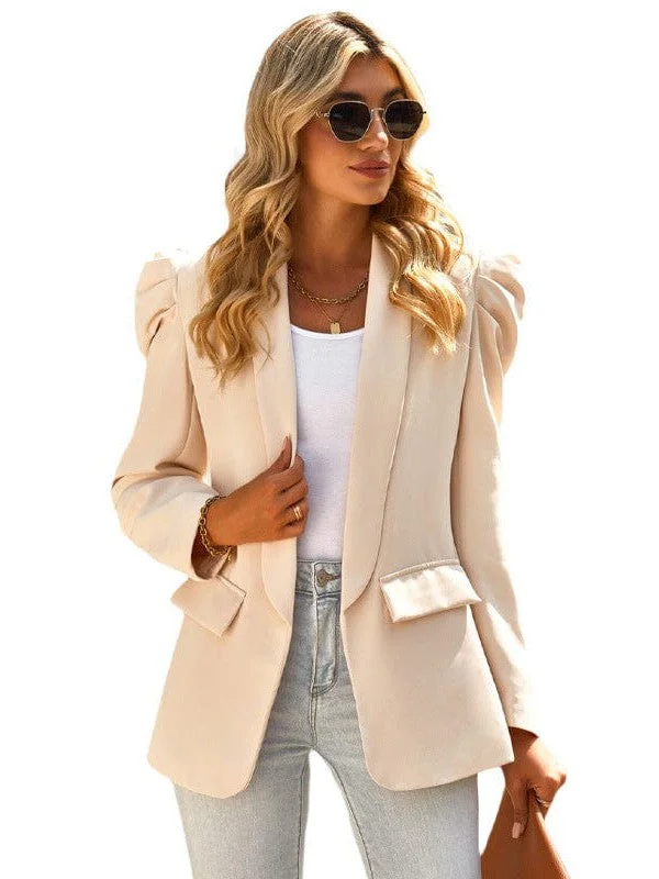 Trendy Puff Sleeve Blazer Slimming Women's Blazer