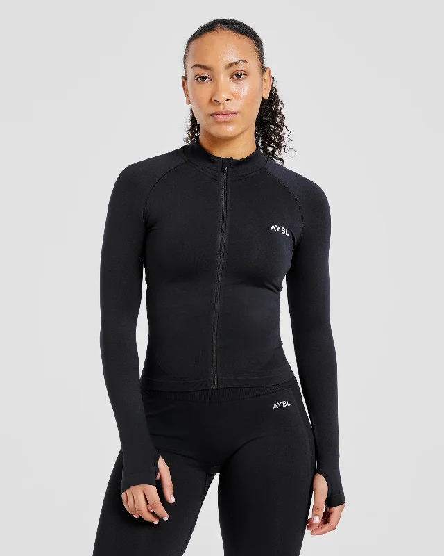 Empower Seamless Full Zip Jacket - Schwarz Mesh Jacket Canvas Jacket Denim Jacket