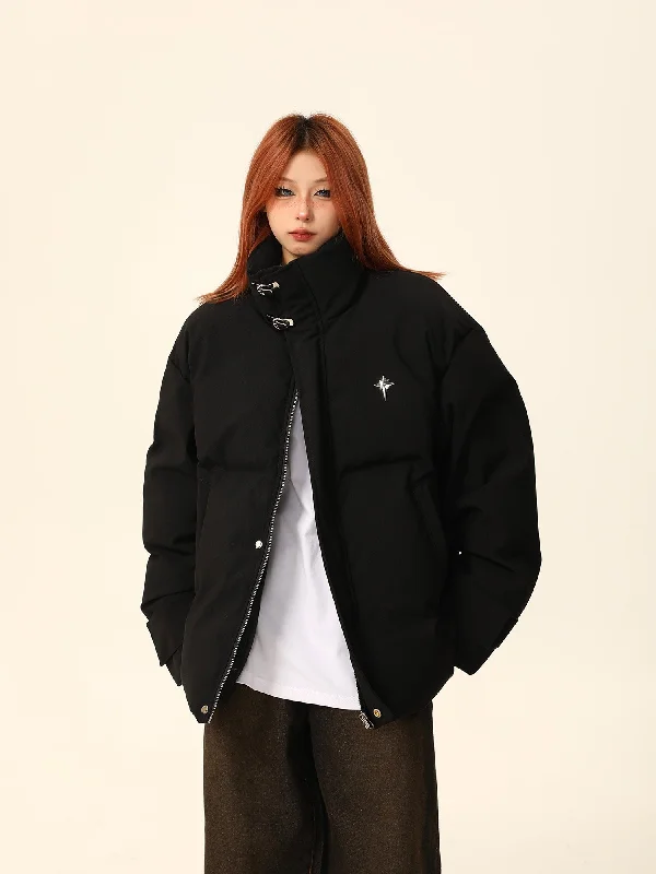 Oversized Stand-Up Collar Puffer Jacket Denim Jacket Leather Jacket Suede Jacket