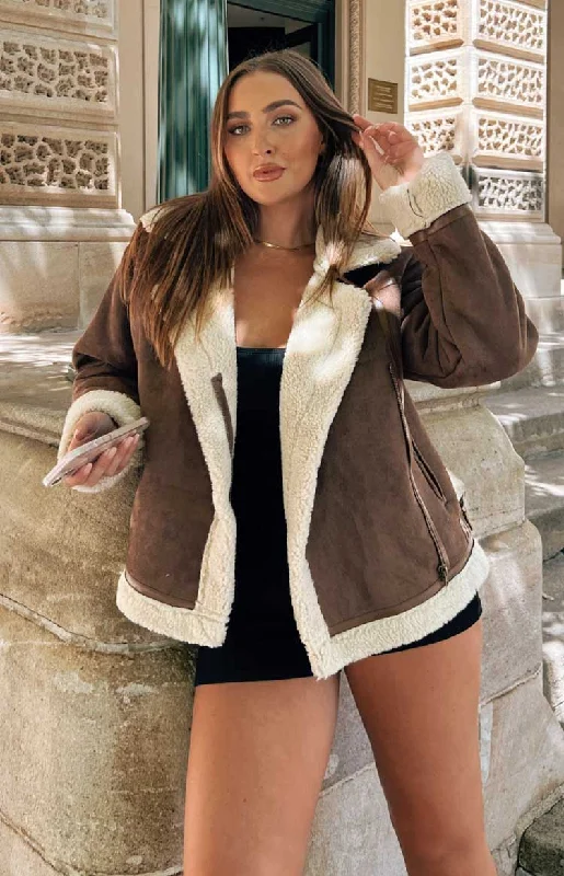 Aviator Brown Sherpa Jacket Notch Collar Jacket Peter Pan Collar Jacket Cowl Neck Jacket Aviator Brown Sherpa Jacket Notch Collar Jacket Peter Pan Collar Jacket Cowl Neck Jacket