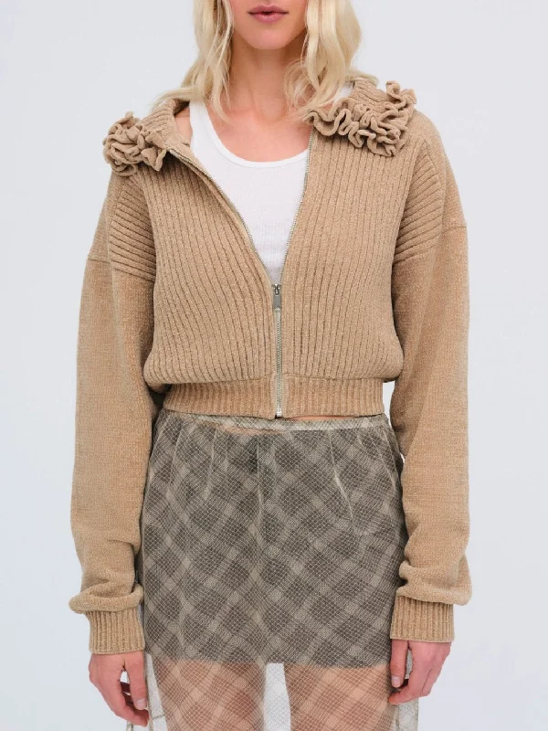 Rey Knit Jacket - Putty Brown Welt Pockets Slit Pockets Flap Pockets