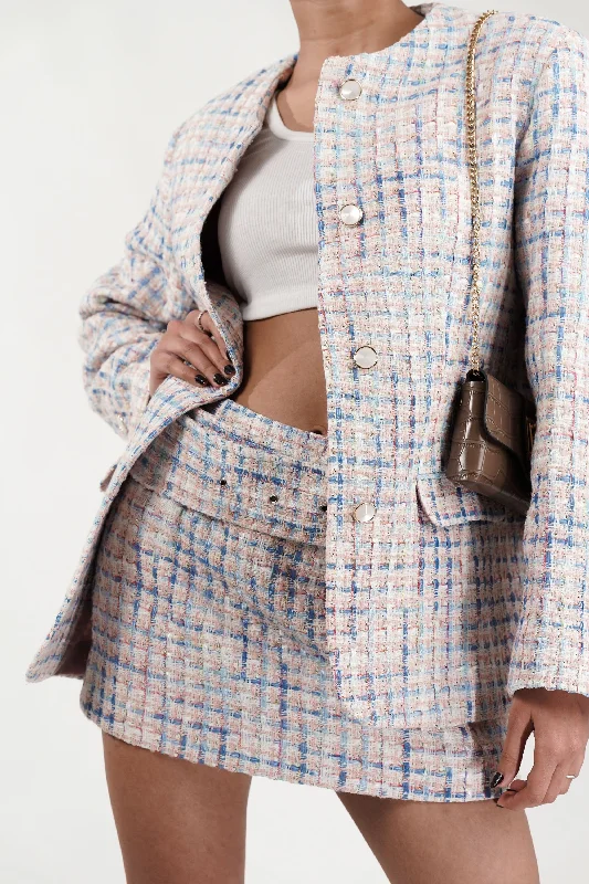Frosted Grace Tweed Blazer Women's Luxurious Suit