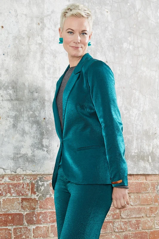 Scotch & Soda Emerald Single Breasted Metallic Blazer Slimming Women's Blazer