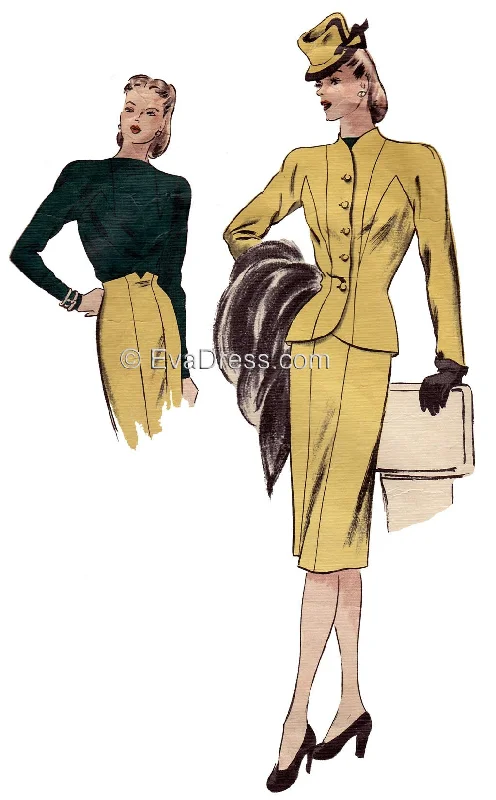 1944 Jacket, Skirt and Blouse SE40-210 Trench Coat Raincoat Waterproof Jacket