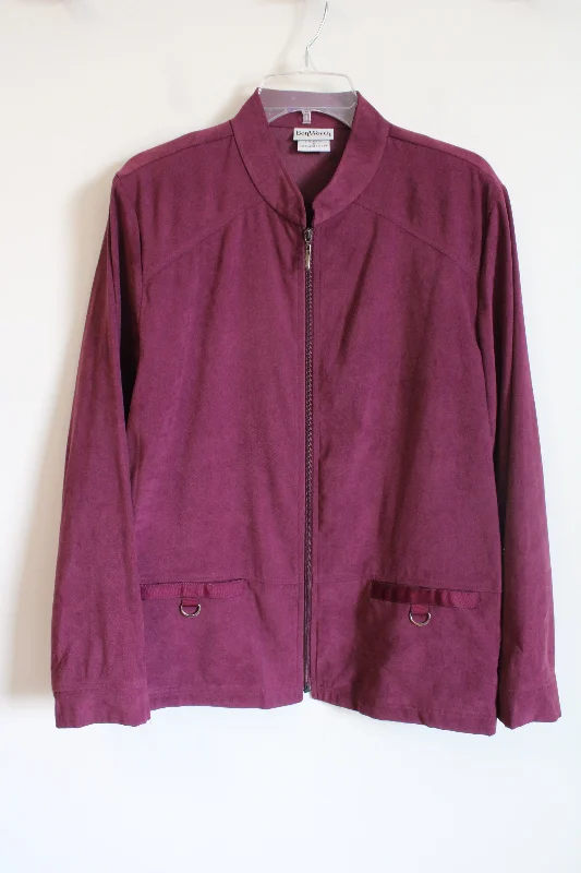 Bonworth Dark Pink Sueded Jacket | M Knit Jacket Woven Jacket Fleece Jacket