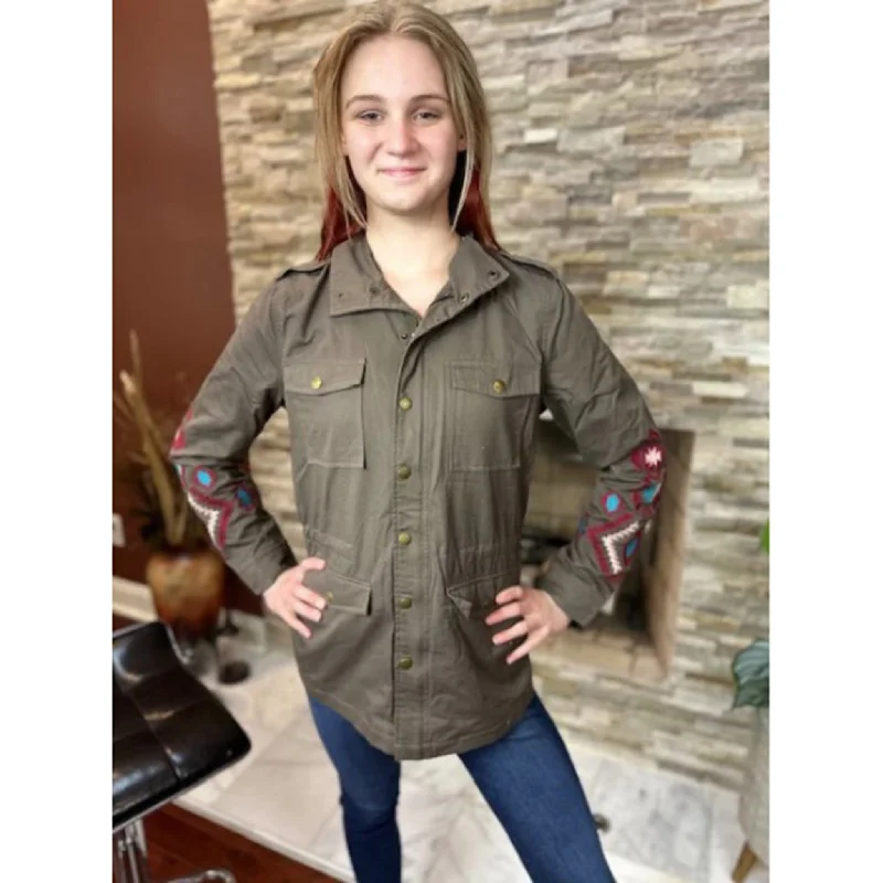 Montana Co Women's Brown & Pink Aztec Utility Jacket One-Shoulder Jacket Off-the-Shoulder Jacket Asymmetrical Jacket Montana Co Women's Brown & Pink Aztec Utility Jacket One-Shoulder Jacket Off-the-Shoulder Jacket Asymmetrical Jacket