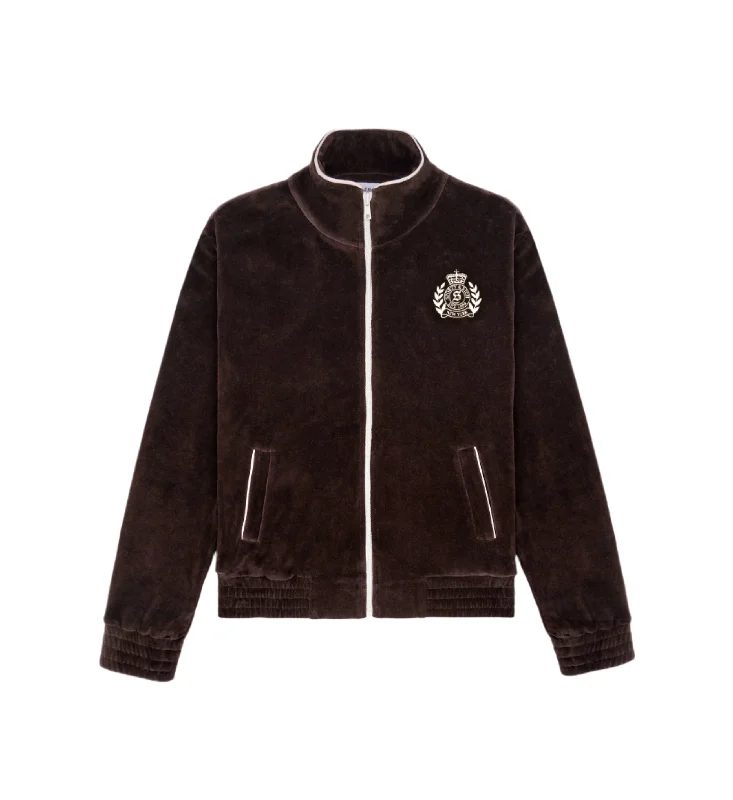 NY Crest Velour Track Jacket (Chocolate) Wool Jacket Cashmere Jacket Tweed Jacket