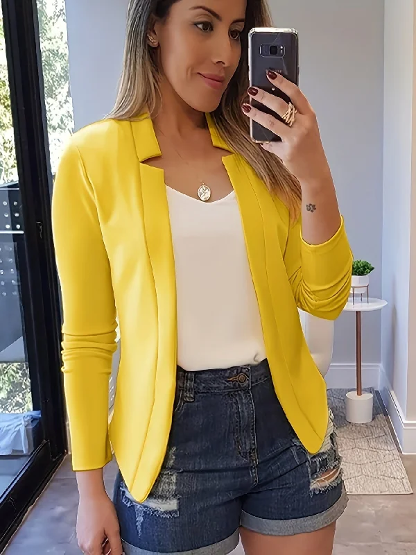 Elegant Open Front Blazer Women's Warm Suit