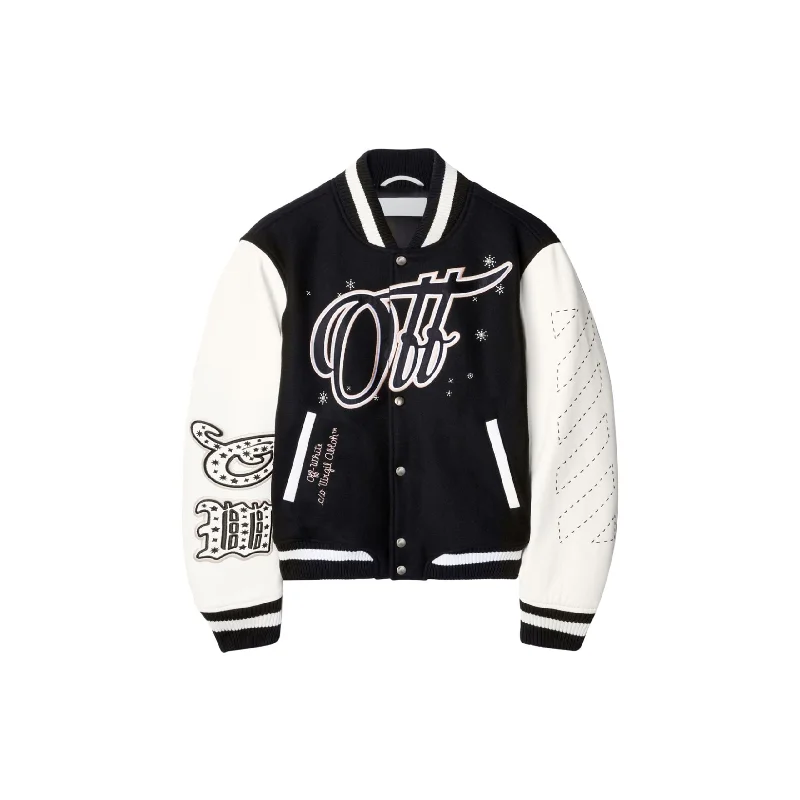 WO EMB Bling Stars Varsity Jacket (Black/Off-White) Chenille Jacket Brocade Jacket Lace Jacket WO EMB Bling Stars Varsity Jacket (Black/Off-White) Chenille Jacket Brocade Jacket Lace Jacket