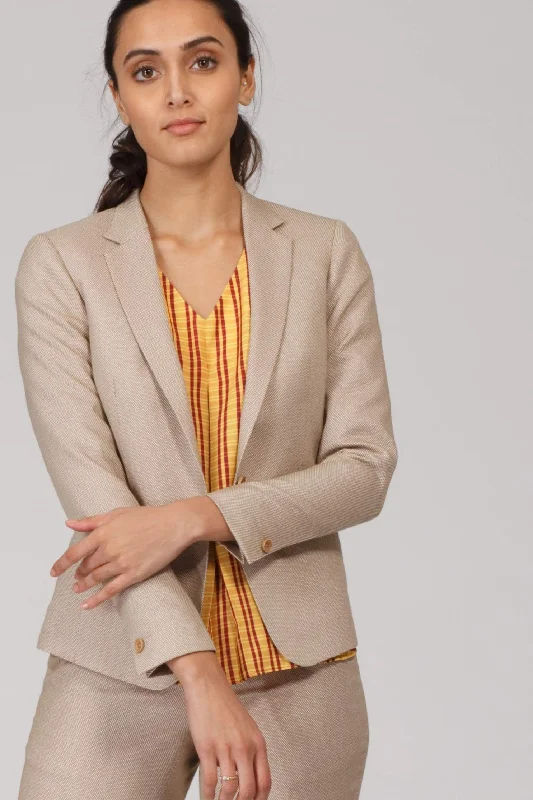 Beige Formal Blazer Women's Handmade Blazer