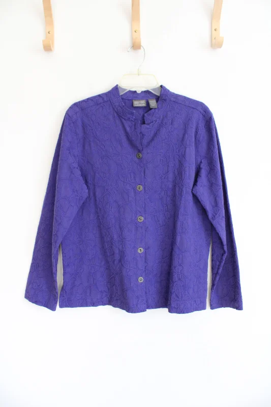 Additions By Chico's Textured Purple Floral Lightweight Jacket | 2 (L) Herringbone Jacket Houndstooth Jacket Plaid Jacket Additions By Chico's Textured Purple Floral Lightweight Jacket | 2 (L) Herringbone Jacket Houndstooth Jacket Plaid Jacket
