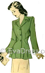 1940 Fitted Jacket C40-1284 Wool Fabric Cashmere Fabric Tweed Fabric