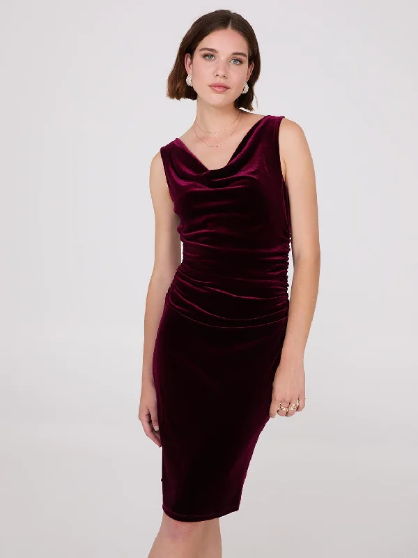 Velvet Cowl Neck Dress