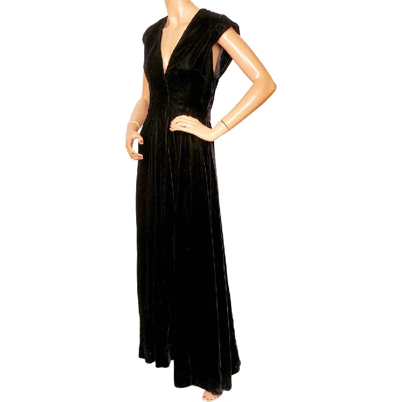Vintage 1970s Lillie Rubin Black Velvet Evening Gown Dress Collection 700 Size M