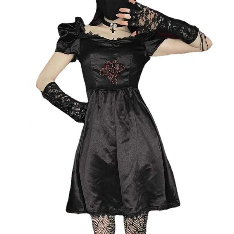 Women's Gothic Puff Sleeved Draped Dress