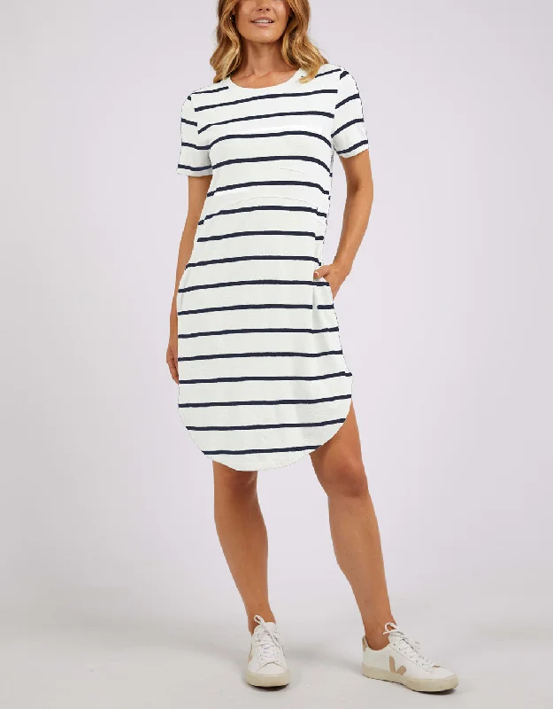 Bay Stripe Dress - White/Dark Sapphire Stripe
