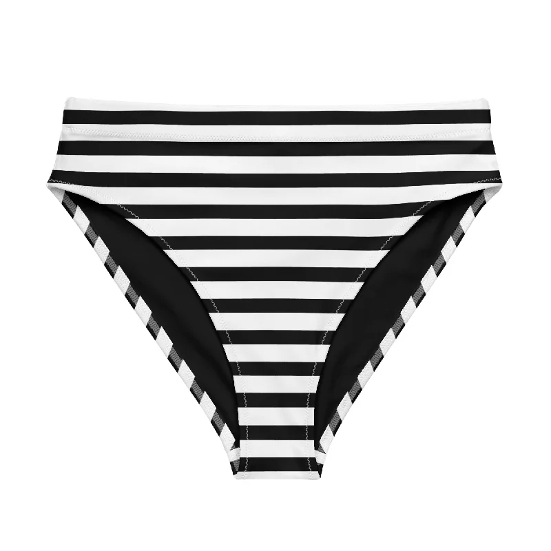 Black and White Stripes High Waisted Bikini Bottom High-neck bikini top, Chic, Sexy, Comfortable Black and White Stripes High Waisted Bikini Bottom High-neck bikini top, Chic, Sexy, Comfortable