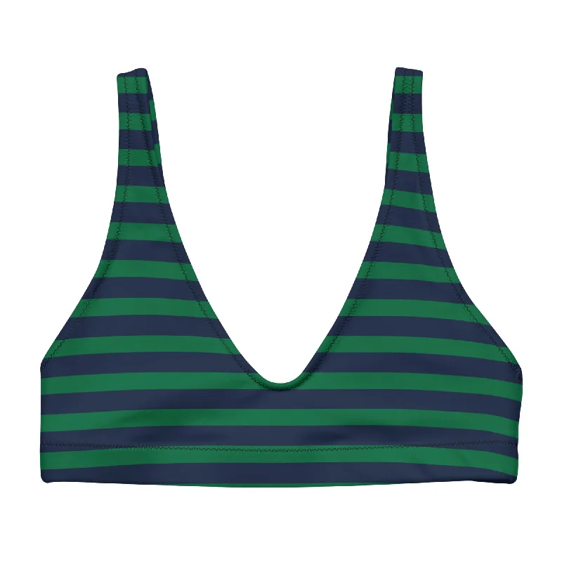 Navy Blue and Green Beach Stripes Halter Bikini Top Side-tie bikini, Adjustable, Trendy, Comfortable Navy Blue and Green Beach Stripes Halter Bikini Top Side-tie bikini, Adjustable, Trendy, Comfortable