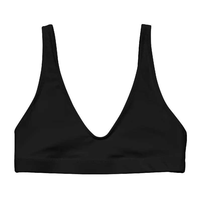 Solid Black Halter Bikini Top High-leg bikini bottom, Sexy, Vintage style, Trendy