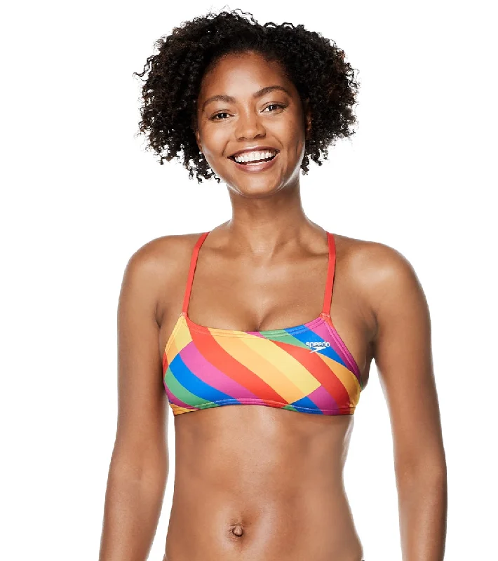 Speedo Pride Women's Print Strappy Back Bikini Top Sliced Squares Double strap bikini, Chic, Sexy, Comfortable Speedo Pride Women's Print Strappy Back Bikini Top Sliced Squares Double strap bikini, Chic, Sexy, Comfortable