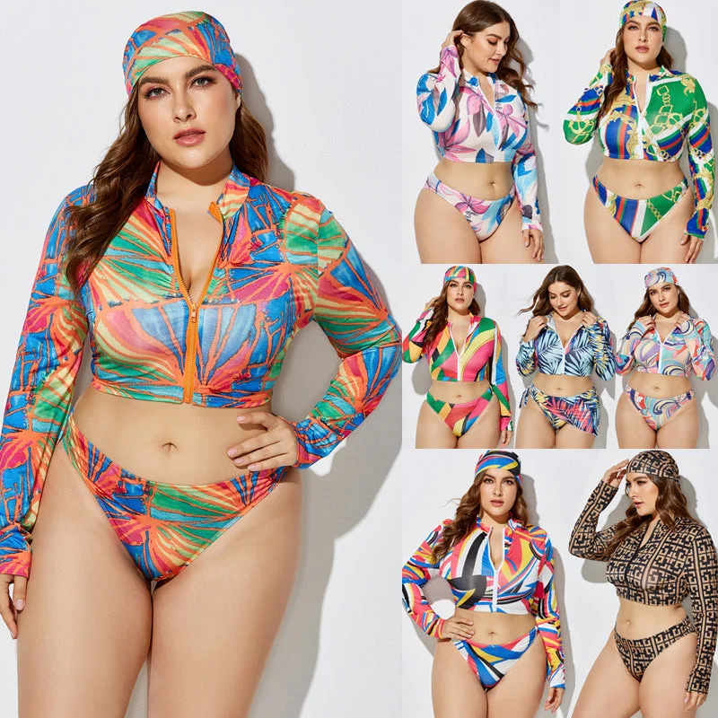 Summer Plus Sizes 3pcs Bikini Suits Floral print bikini, Feminine, Fun, Trendy
