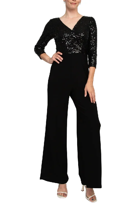 Adrianna Papell Sequin Faux Wrap V-Neck Jumpsuit Fitted jumpsuit, Sleek design, Night out, Sexy Adrianna Papell Sequin Faux Wrap V-Neck Jumpsuit Fitted jumpsuit, Sleek design, Night out, Sexy