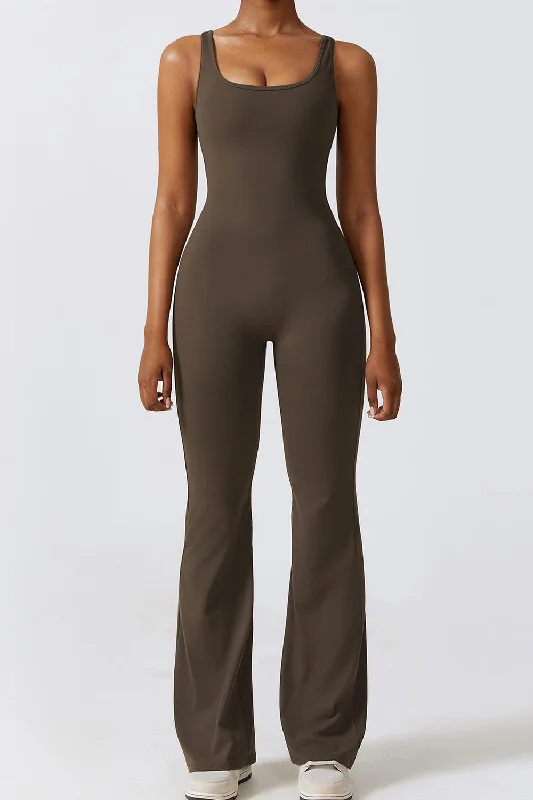 Basic Bae Cutout Ruched Bootcut Sleeveless Active Jumpsuit Cropped jumpsuit, Summer style, Comfortable, Trendy Basic Bae Cutout Ruched Bootcut Sleeveless Active Jumpsuit Cropped jumpsuit, Summer style, Comfortable, Trendy