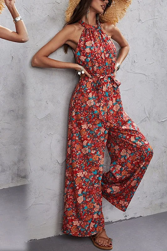 Floral halter jumpsuit Wrap jumpsuit, Elegant, Comfortable, Fashionable
