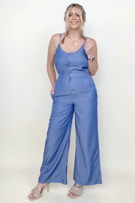 Hayden Los Angeles Womens Detail Buttoned Wide Leg Tencel Jumpsuit Loose fit jumpsuit, Casual, Comfortable, Chic Hayden Los Angeles Womens Detail Buttoned Wide Leg Tencel Jumpsuit Loose fit jumpsuit, Casual, Comfortable, Chic