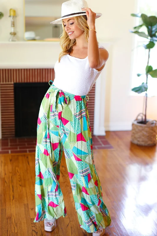 Feeling Couture Ivory & Mint Corded Geo Print Wide Leg Jumpsuit Strap jumpsuit, Casual, Relaxed fit, Trendy Feeling Couture Ivory & Mint Corded Geo Print Wide Leg Jumpsuit Strap jumpsuit, Casual, Relaxed fit, Trendy