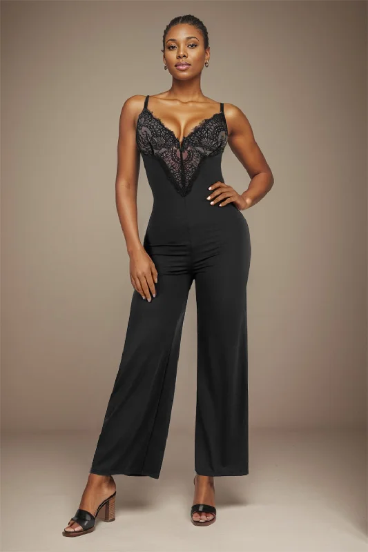 Lace Detail Spaghetti Strap Jumpsuit Blue jumpsuit, Stylish, Fashionable, Chic