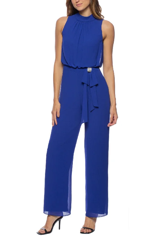 Marina Sleeveless Halter Mock Neck Rhinestone Bow Waist Chiffon Jumpsuit Lace jumpsuit, Elegant, Feminine, Chic Marina Sleeveless Halter Mock Neck Rhinestone Bow Waist Chiffon Jumpsuit Lace jumpsuit, Elegant, Feminine, Chic