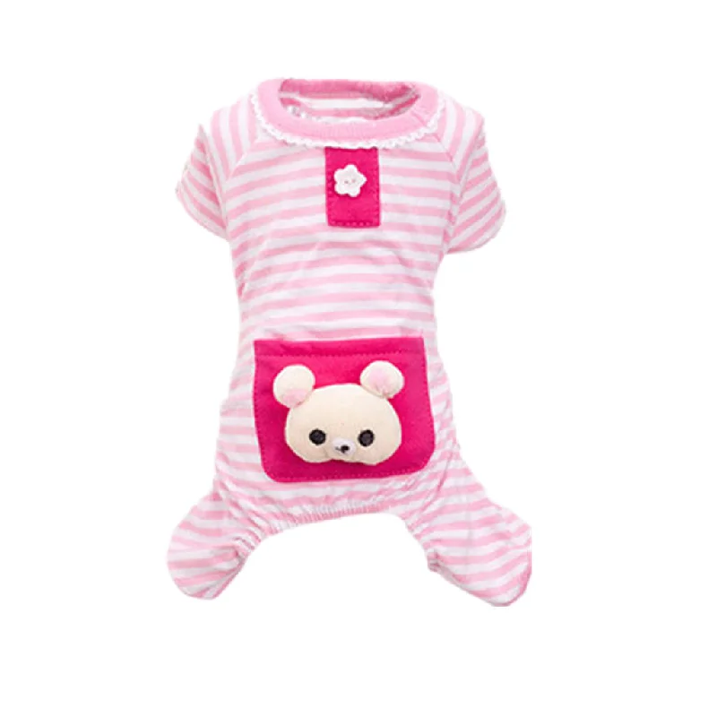 Maxbell Pet Dog Cat Puppy Soft Striped Pajamas Jumpsuit Coat Clothes Apparel Pink XS Denim jumpsuit, Classic design, All-season, Casual Maxbell Pet Dog Cat Puppy Soft Striped Pajamas Jumpsuit Coat Clothes Apparel Pink XS Denim jumpsuit, Classic design, All-season, Casual