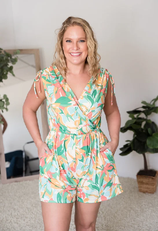 Tropical Waves Romper Crochet jumpsuit, Boho chic, Unique, Relaxed