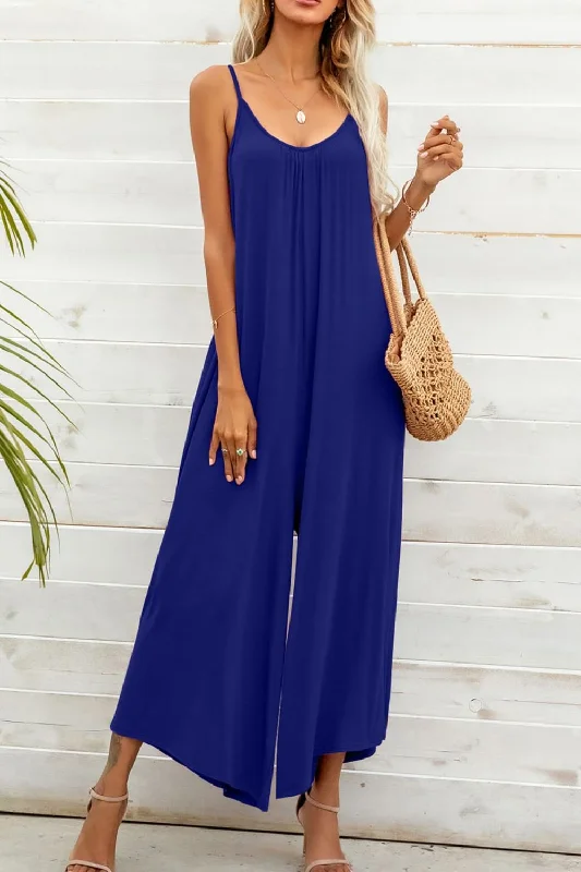 Spaghetti Strap Scoop Neck Jumpsuit V-neck jumpsuit, Sexy, Trendy, Comfortable