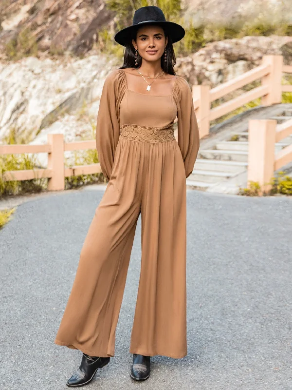 Square Neck Wide Leg Jumpsuit Tailored wide-leg jumpsuit, Chic, Elegant, Comfortable Square Neck Wide Leg Jumpsuit Tailored wide-leg jumpsuit, Chic, Elegant, Comfortable