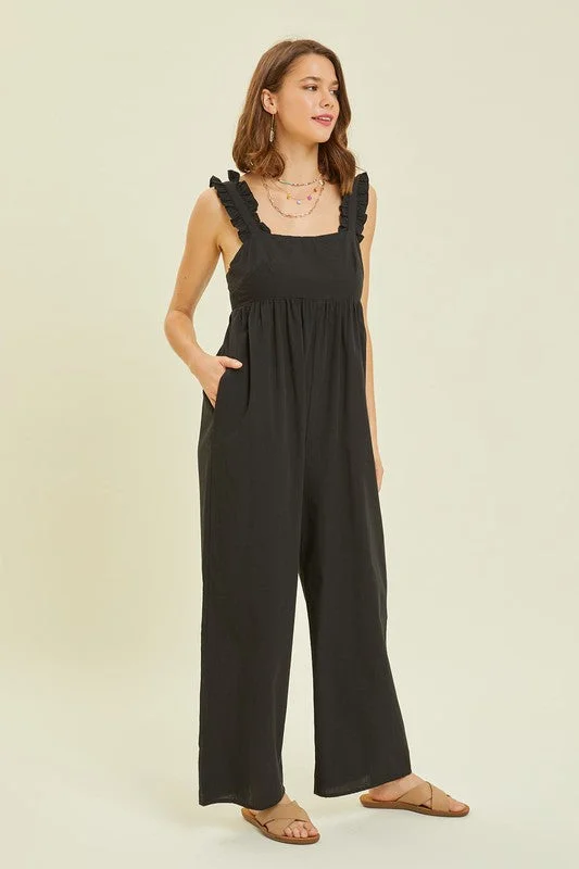 Wide Leg Jumpsuit Featured with Back Tie Detail Bohemian style jumpsuit, Loose fit, Casual, Trendy Wide Leg Jumpsuit Featured with Back Tie Detail Bohemian style jumpsuit, Loose fit, Casual, Trendy